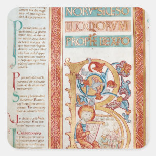 Historiated initial 'B' depicting King David Square Sticker