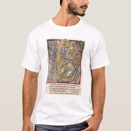 Historiated initial B depicting King David T_Shirt