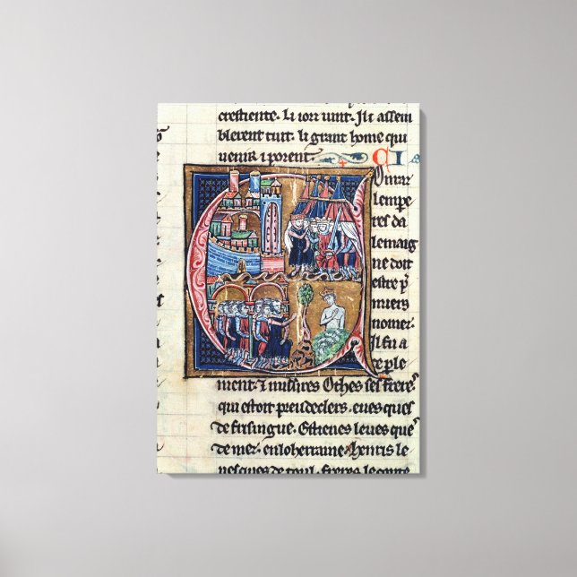 Historiated initial 'C' depicting Conrad III Canvas Print (Front)