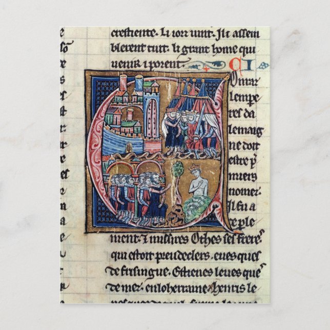 Historiated initial 'C' depicting Conrad III Postcard (Front)