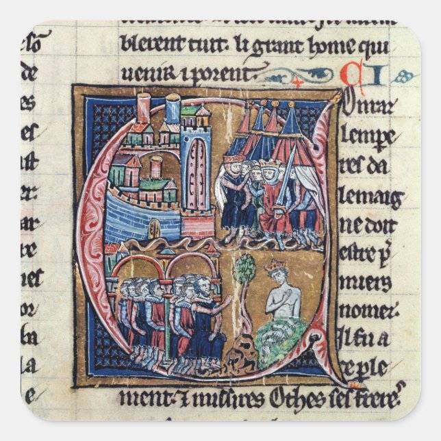Historiated initial 'C' depicting Conrad III Square Sticker (Front)