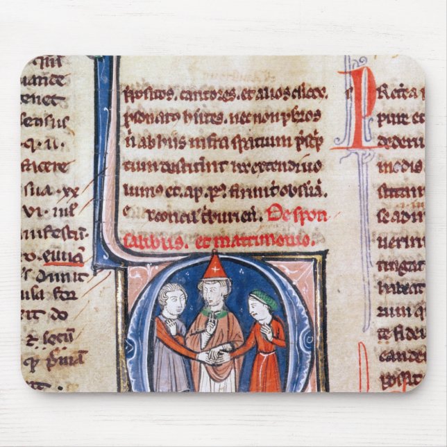 Historiated initial 'D' depicting a marriage Mouse Pad (Front)