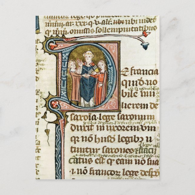 Historiated initial 'D' depicting a priest Postcard (Front)