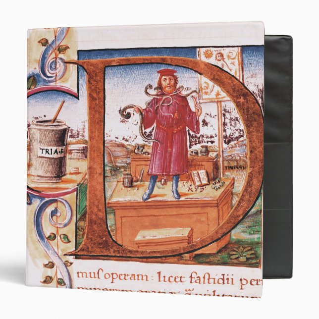 Historiated initial 'D' depicting an apothecary Binder (Front/Inside)