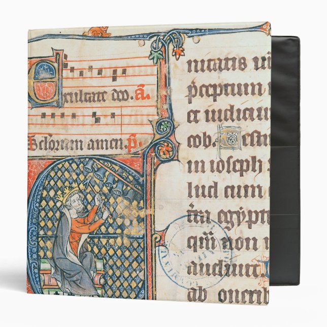 Historiated initial depicting King David playing 3 Ring Binder (Front/Inside)