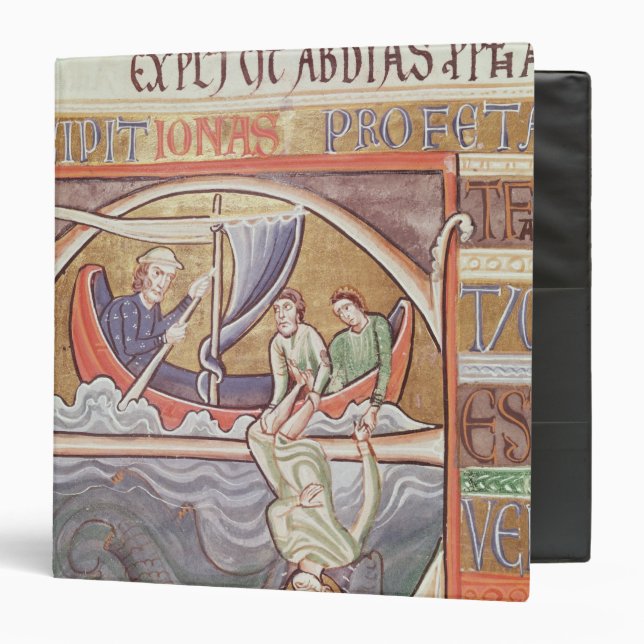 Historiated initial 'E' depicting Jonah Binder (Front/Inside)