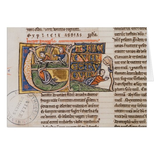 Historiated initial 'E' depicting Jonah Cards (Front Horizontal)