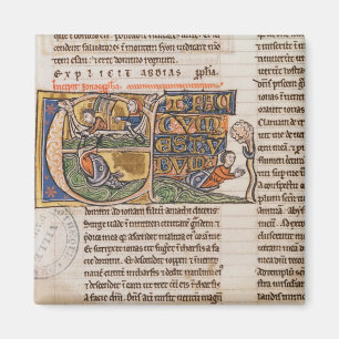 Historiated initial 'E' depicting Jonah Magnet