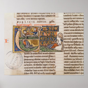 Historiated initial 'E' depicting Jonah Poster