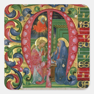Historiated initial 'M' depicting The Annunciation Square Sticker