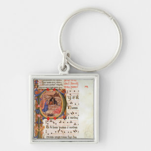 Historiated initial 'P' depicting the Nativity Keychain