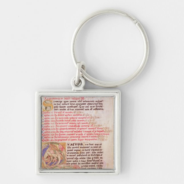 Historiated initial 'Q' depicting three Keychain (Front)