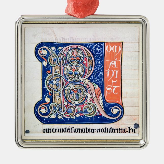 Historiated initial 'R' 2 Metal Ornament (Front)
