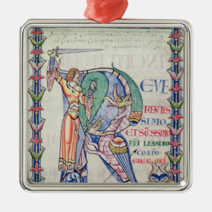 Historiated initial 'R' Metal Ornament