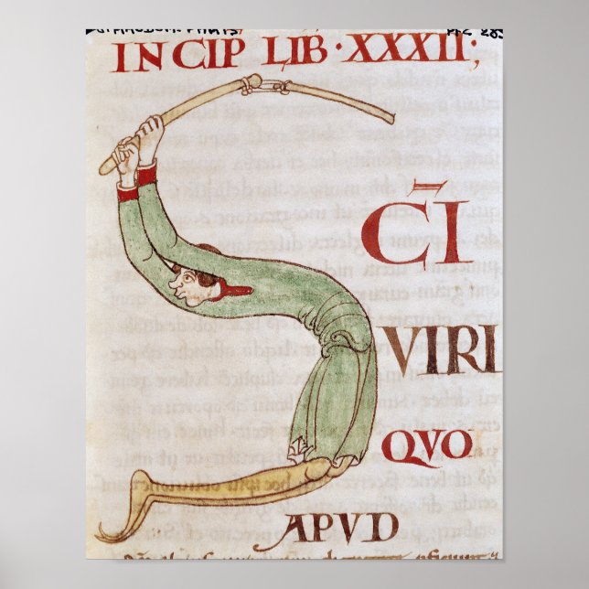 Historiated initial 'S' depicting a man Poster (Front)