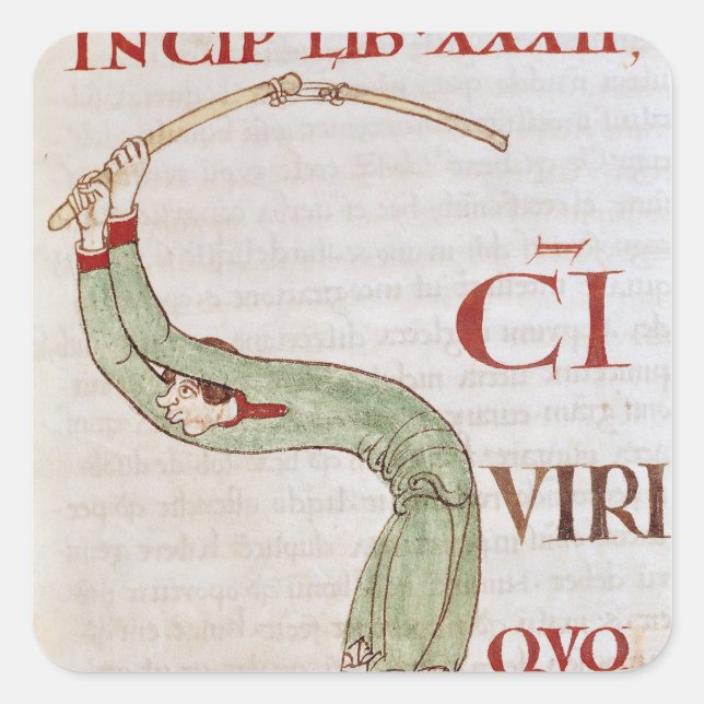 Historiated initial 'S' depicting a man Square Sticker (Front)