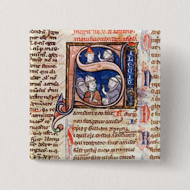 Historiated initial 'S' depicting Pope Gregory Button (Front)