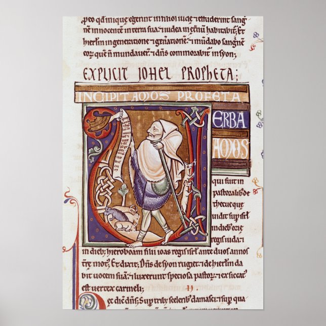 Historiated initial 'V' depicting Amos Poster (Front)