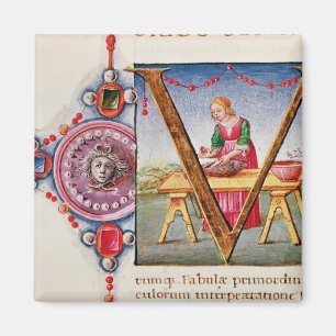 Historiated initial 'V' depicting Magnet