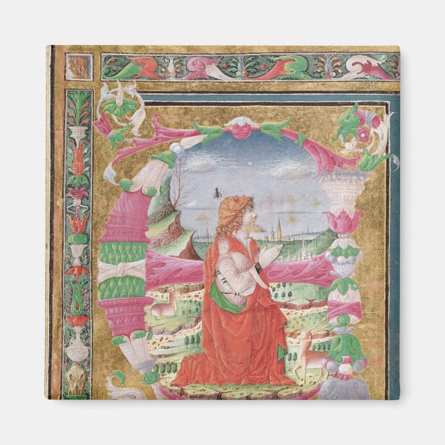 Historiated letter 'E' with figure of King Magnet (Front)