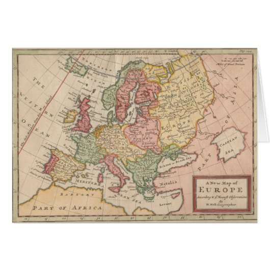 Historic 1721 Map of Europe Cards (Front Horizontal)