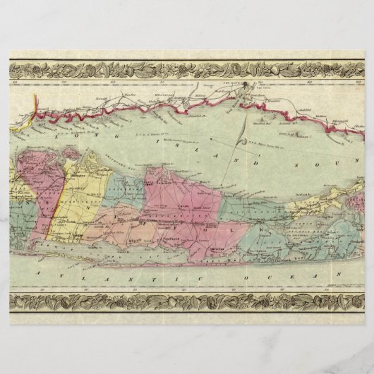Historic 1855-1857 Travellers Map of Long Island (Front)