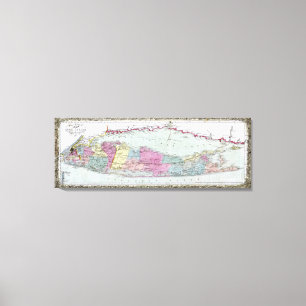 Historic 1855-1857 Travellers Map of Long Island Canvas Print