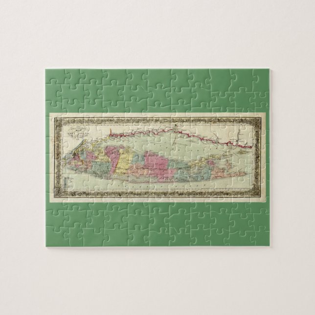 Historic 1855-1857 Travellers Map of Long Island Jigsaw Puzzle (Horizontal)
