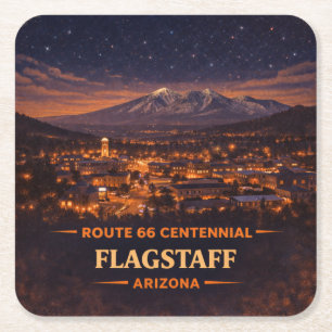 Historic 1926-2026 Milestone Flagstaff Arizona Square Paper Coaster