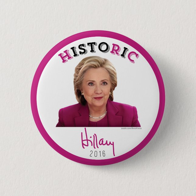 HistoRiC - 2016 Hillary Clinton for President Pinback Button (Front)