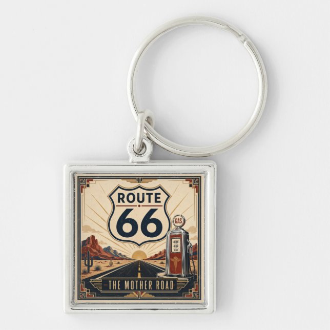 Historic Americana Roadside Adventure Keepsake Keychain (Front)