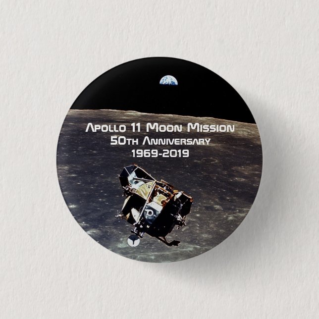 Historic Apollo 11 Moon Mission 50th Anniversary Button (Front)