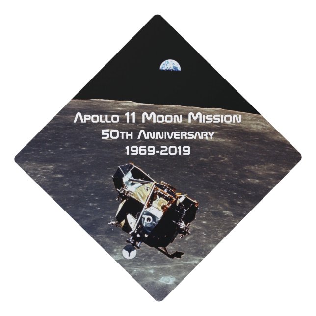 Historic Apollo 11 Moon Mission 50th Anniversary Graduation Cap Topper (Front)