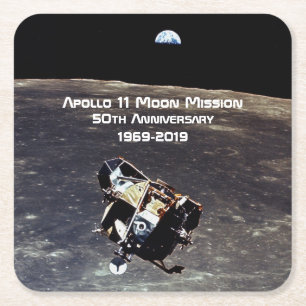 Historic Apollo 11 Moon Mission 50th Anniversary Square Paper Coaster