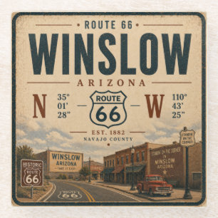 Historic Arizona Route 66 Charm Glass Coaster