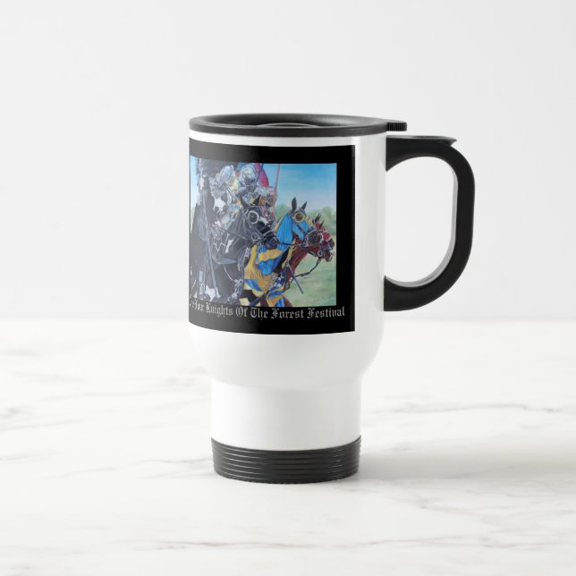 historic art medieval knights jousting on horses travel mug (Right)