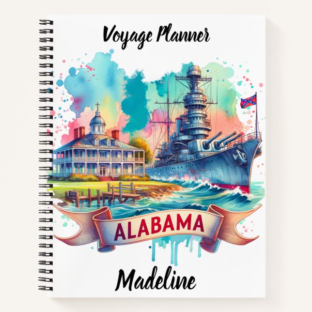 Historic battleship and Alabama coast Notebook (Front)