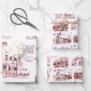 Historic Beer Taverns of Buffalo NY Pen & Ink Wra Wrapping Paper Sheets