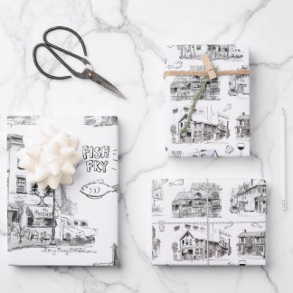 Historic Beer Taverns of Buffalo NY Pen & Ink Wra Wrapping Paper Sheets
