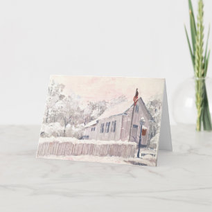 Historic Bethabara Church Christmas Card in Snow