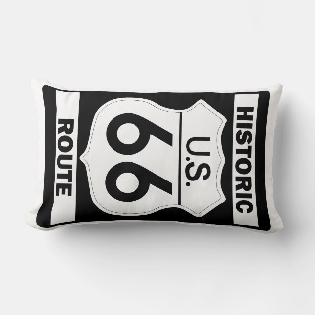 Historic Black Route 66 American Mojo Pillow (Front)