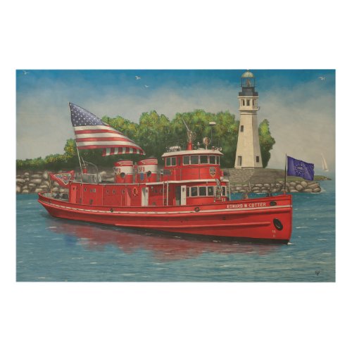 Historic Buffalo Fireboat Edward M Cotter Wood Wall Art