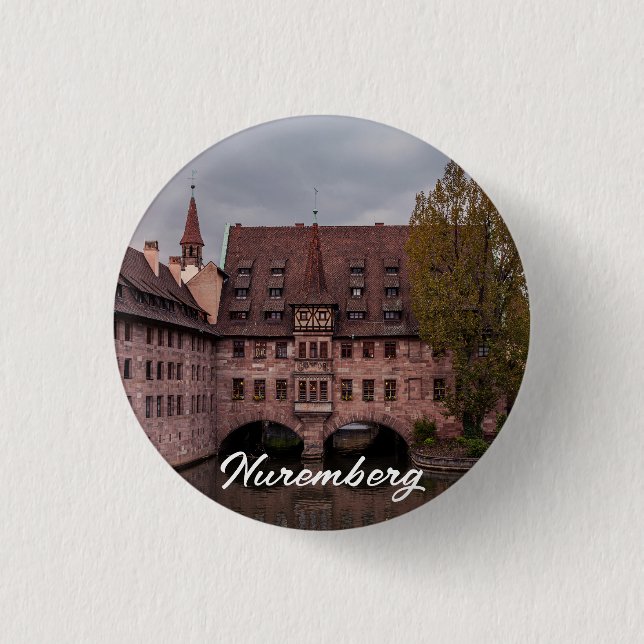 Historic building at sunset in Nuremberg, Germany Button (Front)