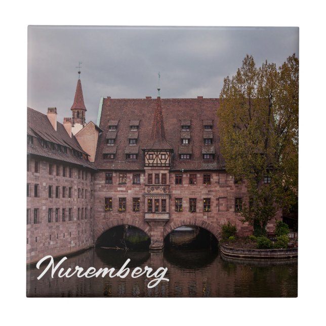 Historic building at sunset in Nuremberg, Germany Ceramic Tile (Front)