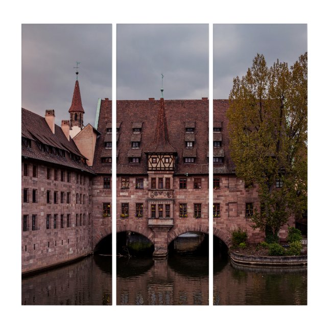 Historic building at sunset in Nuremberg, Germany Triptych (Front)