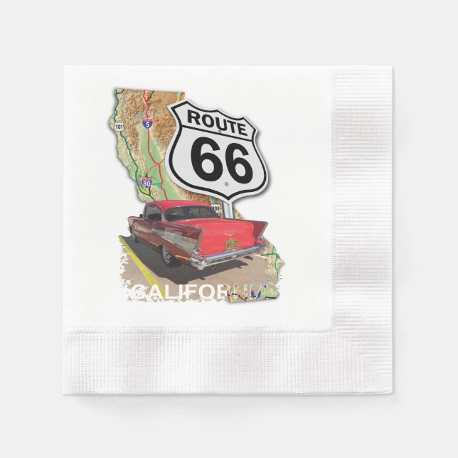 Historic California Route 66 Napkins (Front)