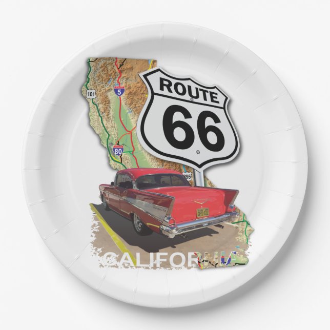 Historic California Route 66 Paper Plates (Front)