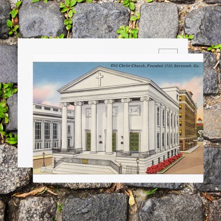 Historic Christ Church Savannah Ga Retro Postcard