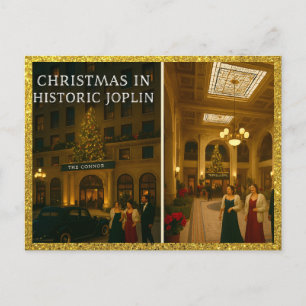 Historic Christmas Joplin MO Connor Hotel  Holiday Postcard