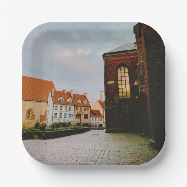 Historic city center of Riga  Paper Plates (Front)
